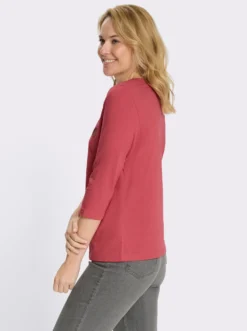 3/4-Arm-Shirt mit Tunnelzug am Rundhals-Ausschnitt