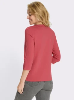 3/4-Arm-Shirt mit Tunnelzug am Rundhals-Ausschnitt