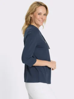 3/4-Arm-Shirt mit Tunnelzug am Rundhals-Ausschnitt