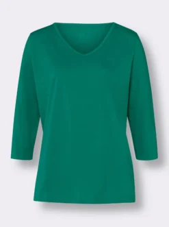 3/4-Arm-Shirt mit V-Ausschnitt