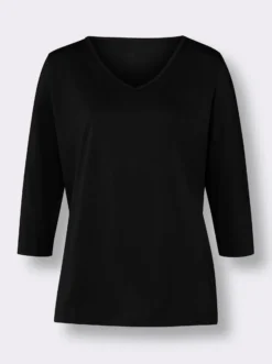 3/4-Arm-Shirt mit V-Ausschnitt