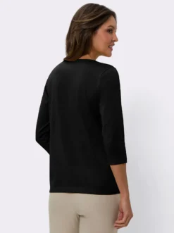 3/4-Arm-Shirt mit V-Ausschnitt