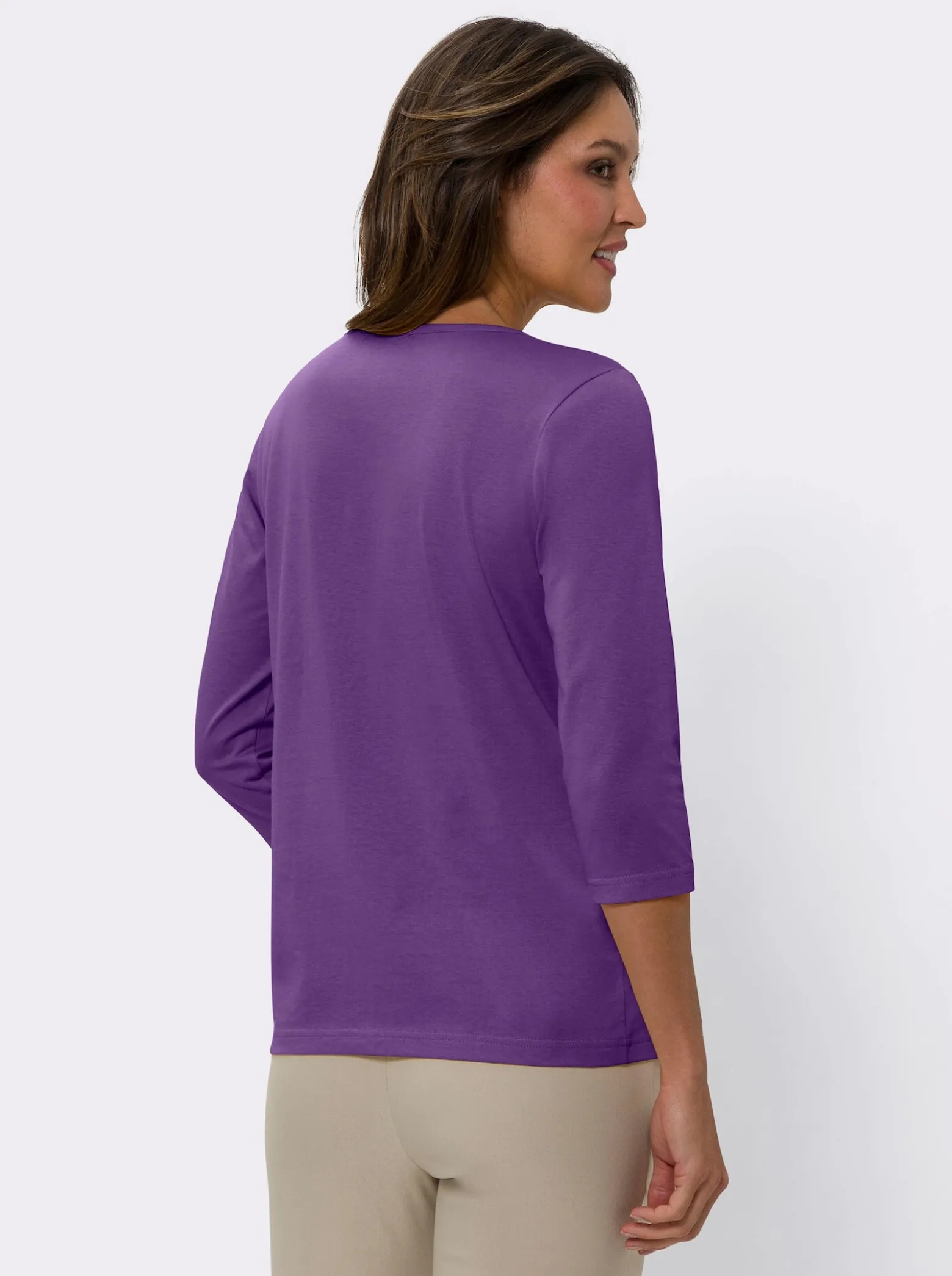 3/4-Arm-Shirt mit V-Ausschnitt