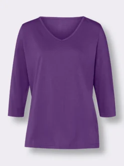 3/4-Arm-Shirt mit V-Ausschnitt
