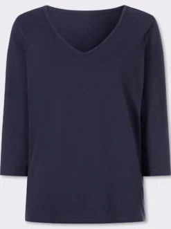 3/4-Arm-Shirt mit V-Ausschnitt