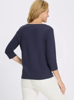 3/4-Arm-Shirt mit V-Ausschnitt