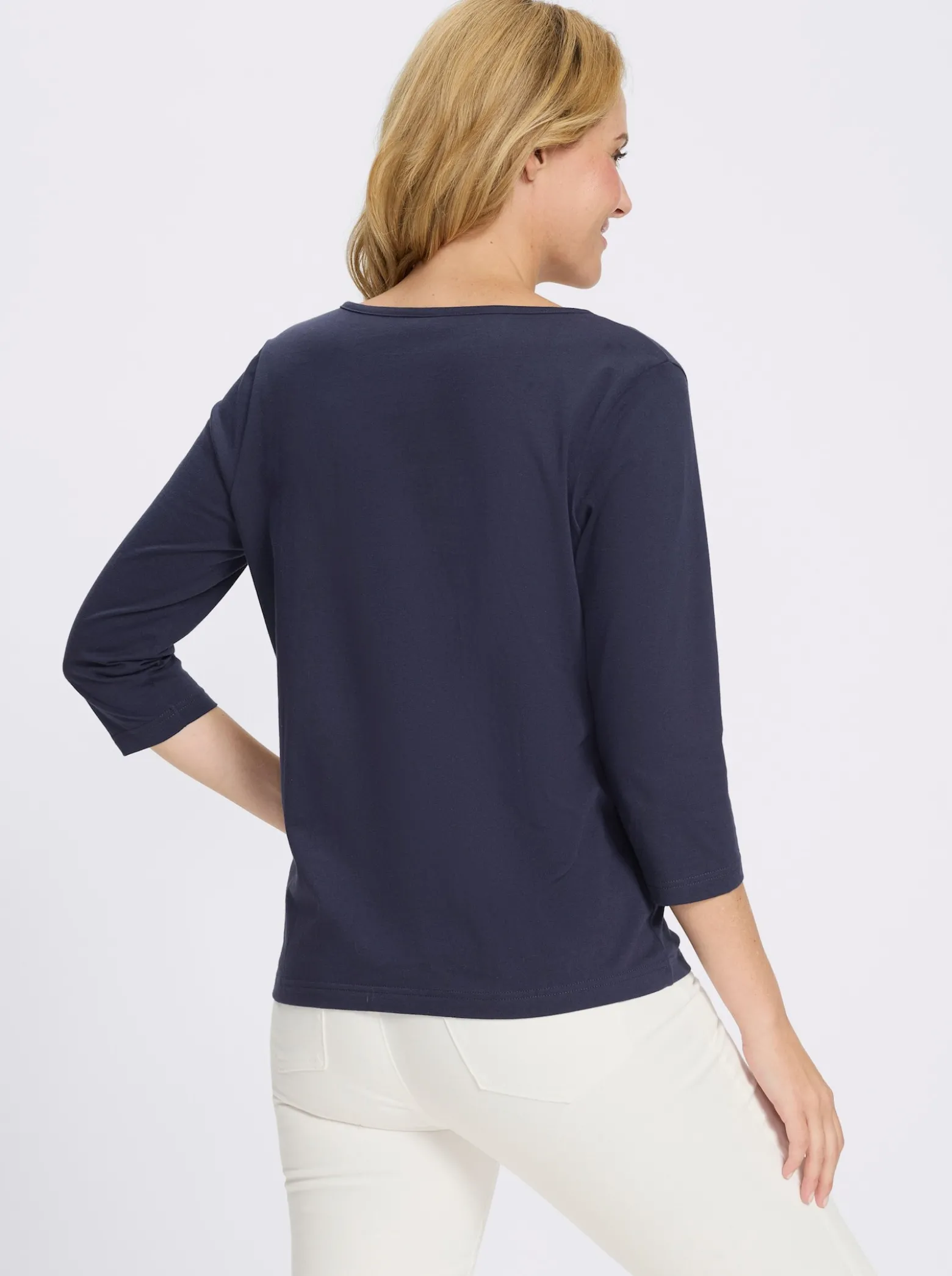 3/4-Arm-Shirt mit V-Ausschnitt