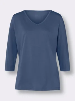 3/4-Arm-Shirt mit V-Ausschnitt