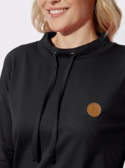 3/4-Arm-Shirt mit weitem Stehkragen