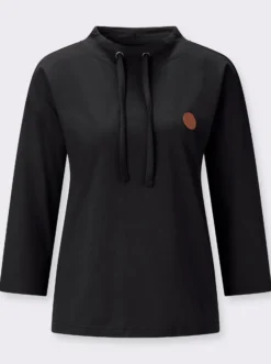 3/4-Arm-Shirt mit weitem Stehkragen