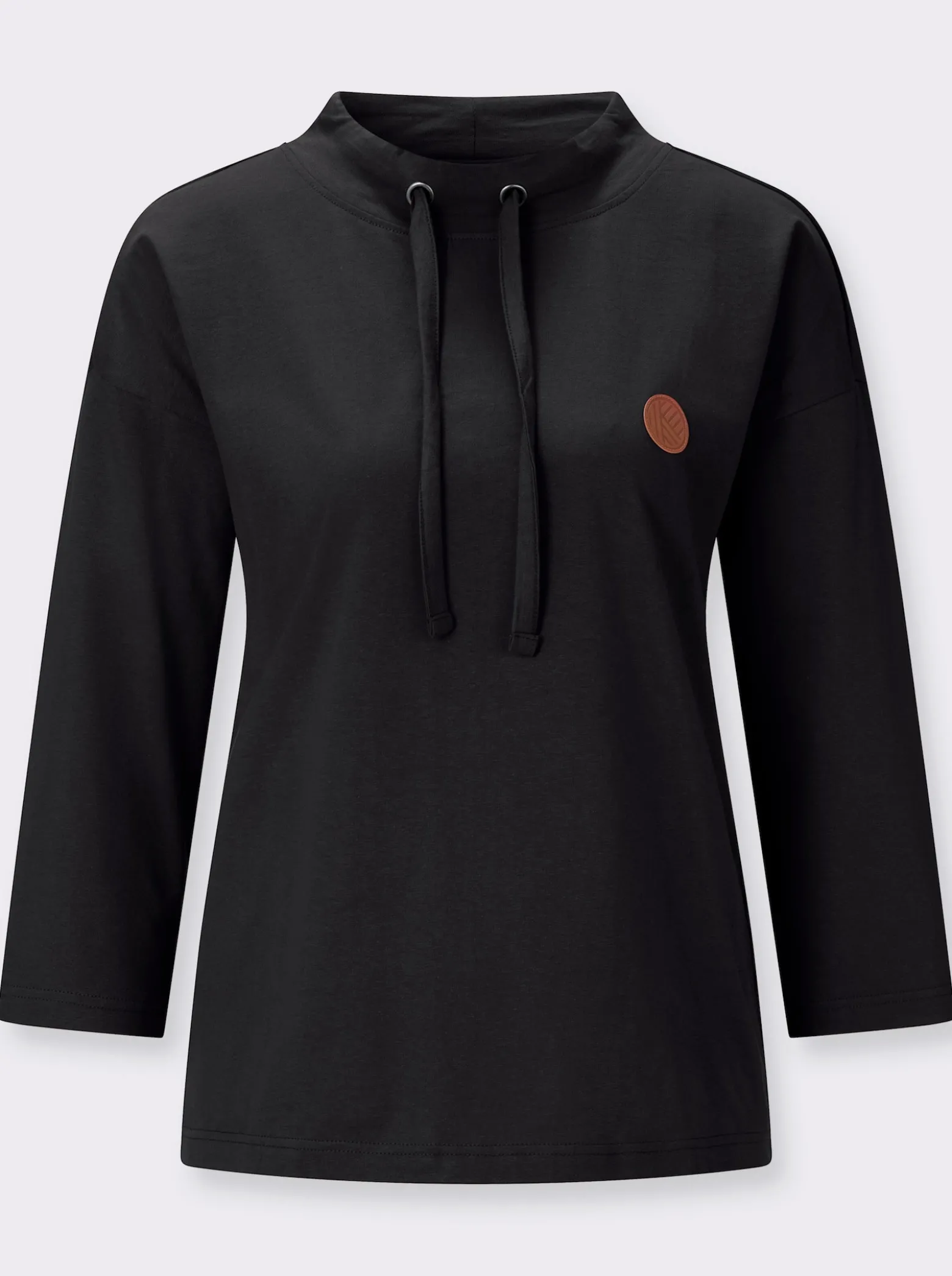 3/4-Arm-Shirt mit weitem Stehkragen