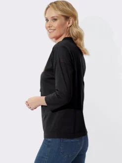 3/4-Arm-Shirt mit weitem Stehkragen