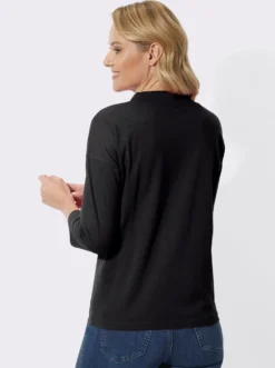 3/4-Arm-Shirt mit weitem Stehkragen