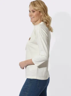 3/4-Arm-Shirt mit weitem Stehkragen