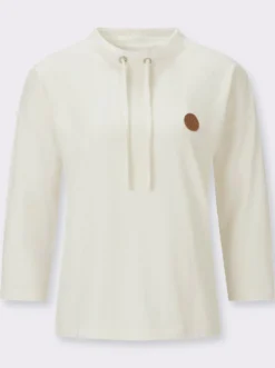 3/4-Arm-Shirt mit weitem Stehkragen