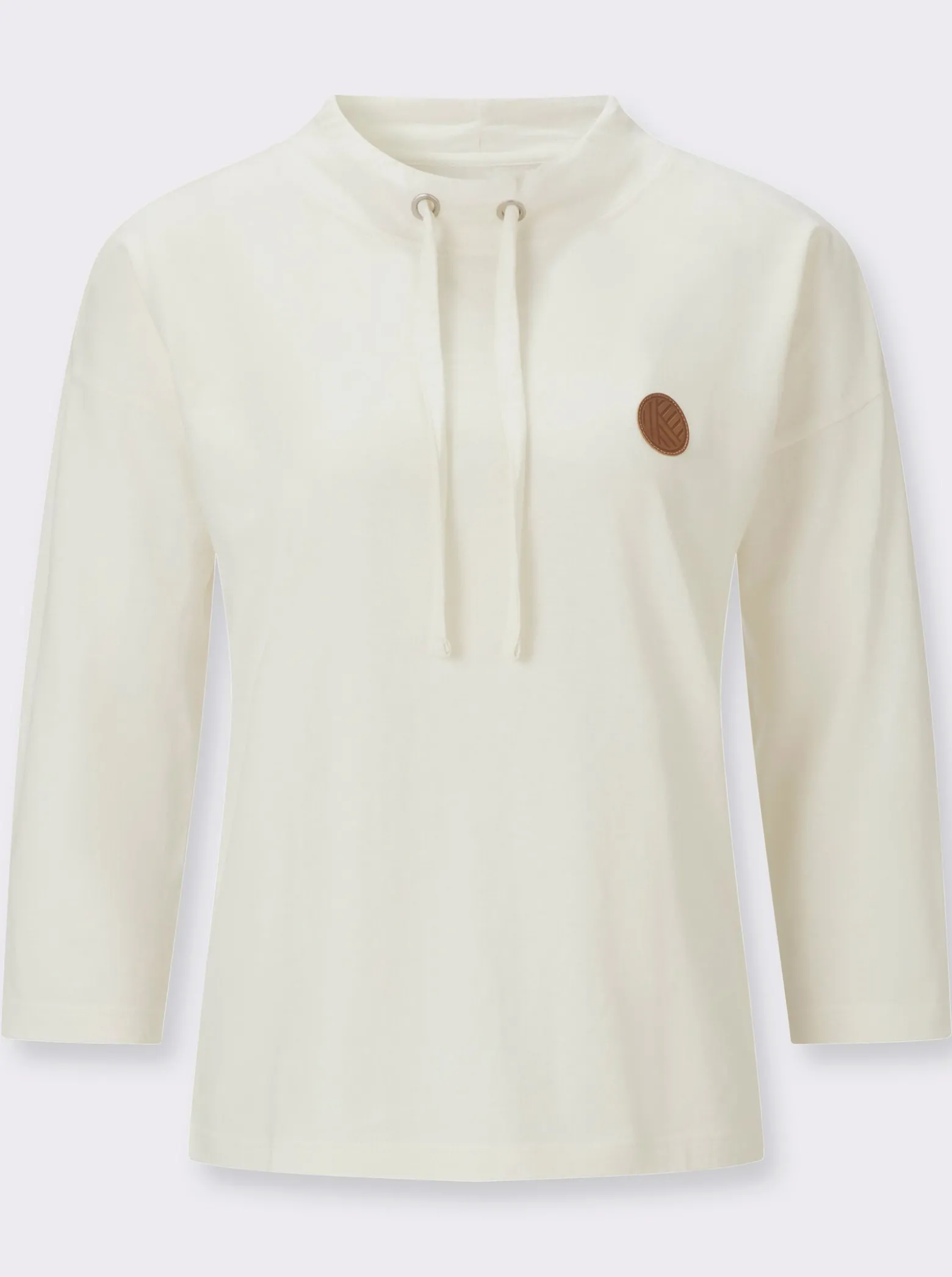 3/4-Arm-Shirt mit weitem Stehkragen