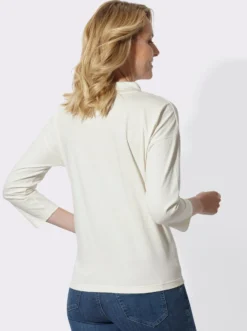 3/4-Arm-Shirt mit weitem Stehkragen