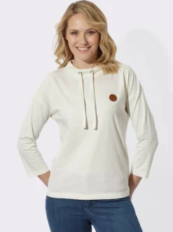 3/4-Arm-Shirt mit weitem Stehkragen