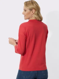 3/4-Arm-Shirt mit weitem Stehkragen