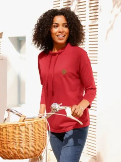 3/4-Arm-Shirt mit weitem Stehkragen