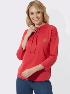 3/4-Arm-Shirt mit weitem Stehkragen