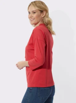 3/4-Arm-Shirt mit weitem Stehkragen