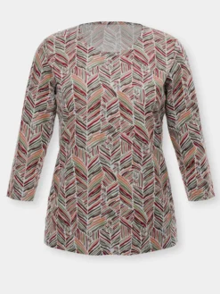 3/4-Arm-Shirt mit Zickzack-Muster