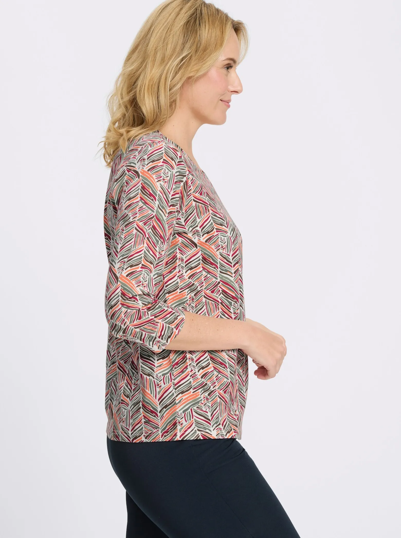 3/4-Arm-Shirt mit Zickzack-Muster