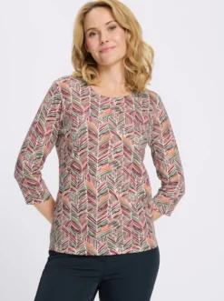 3/4-Arm-Shirt mit Zickzack-Muster