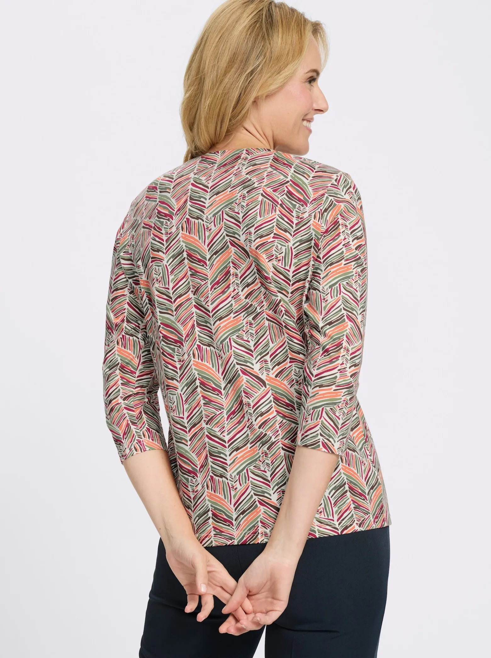 3/4-Arm-Shirt mit Zickzack-Muster