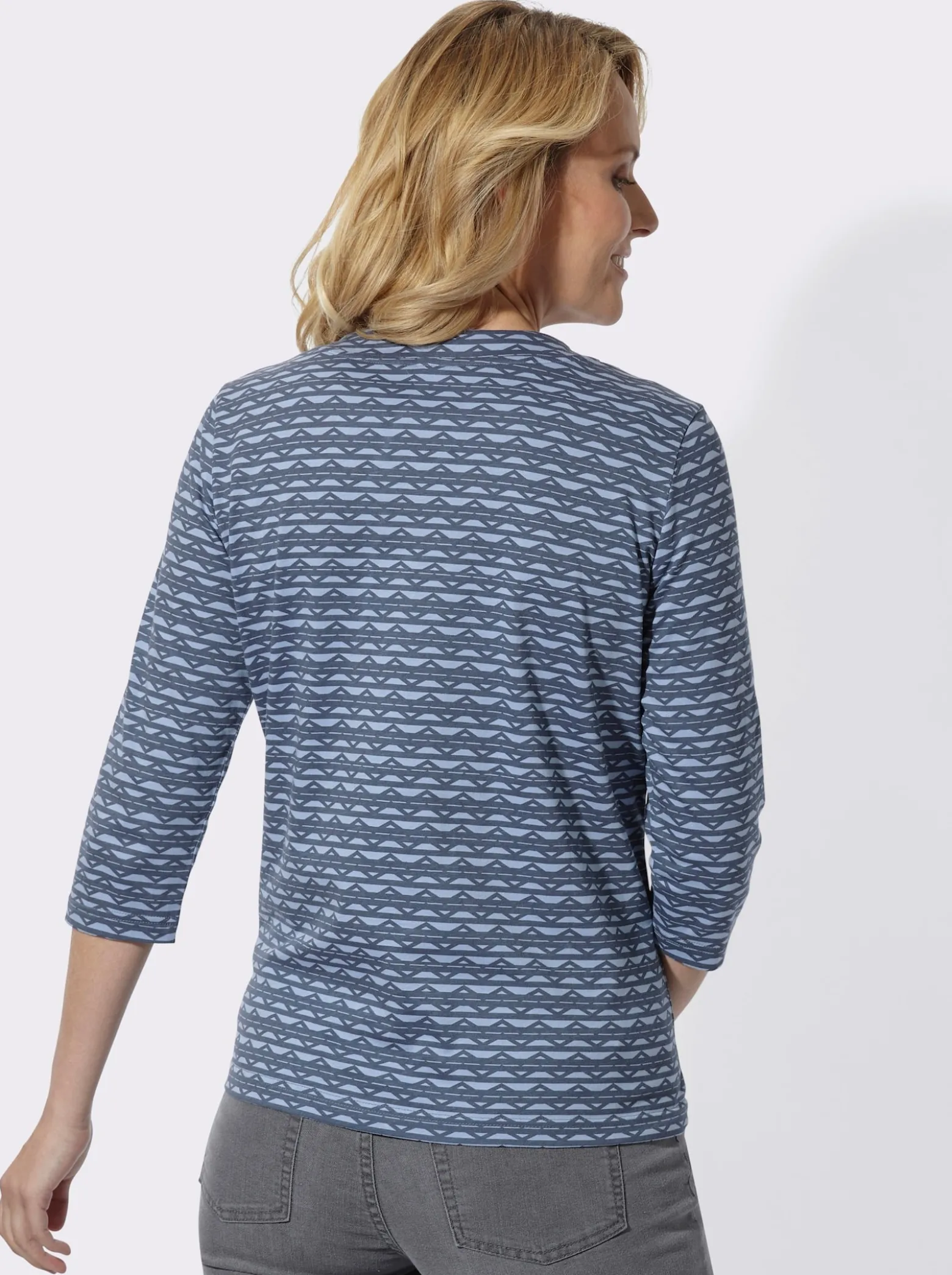 3/4-Arm-Shirt mit Zickzack-Muster