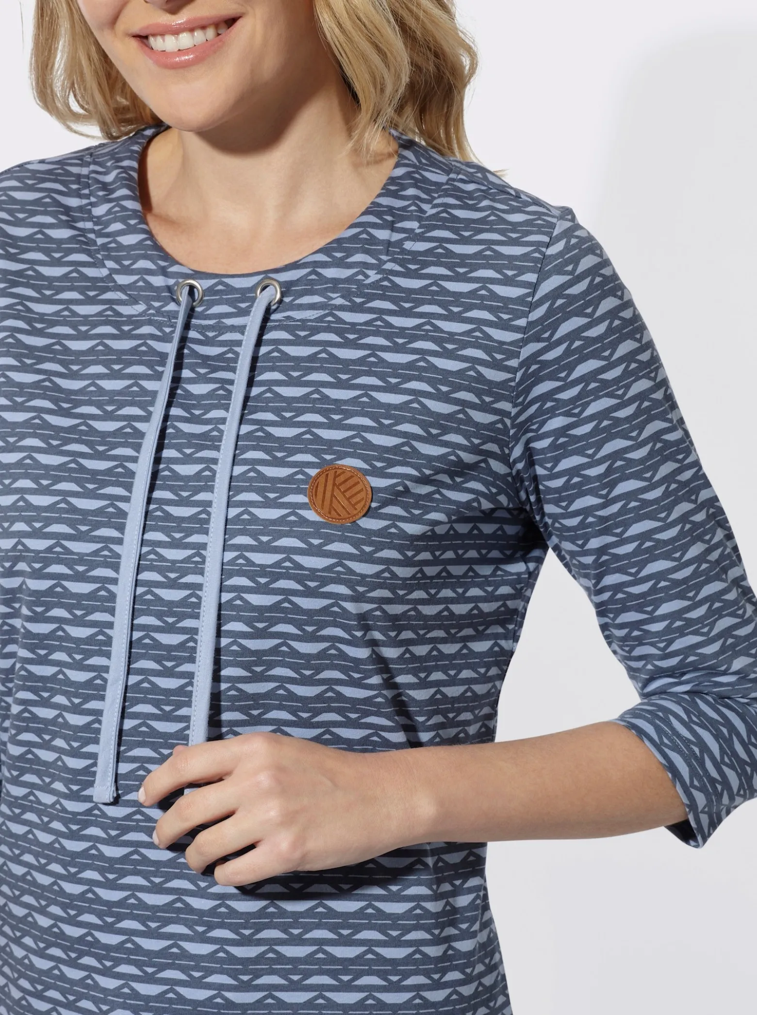 3/4-Arm-Shirt mit Zickzack-Muster