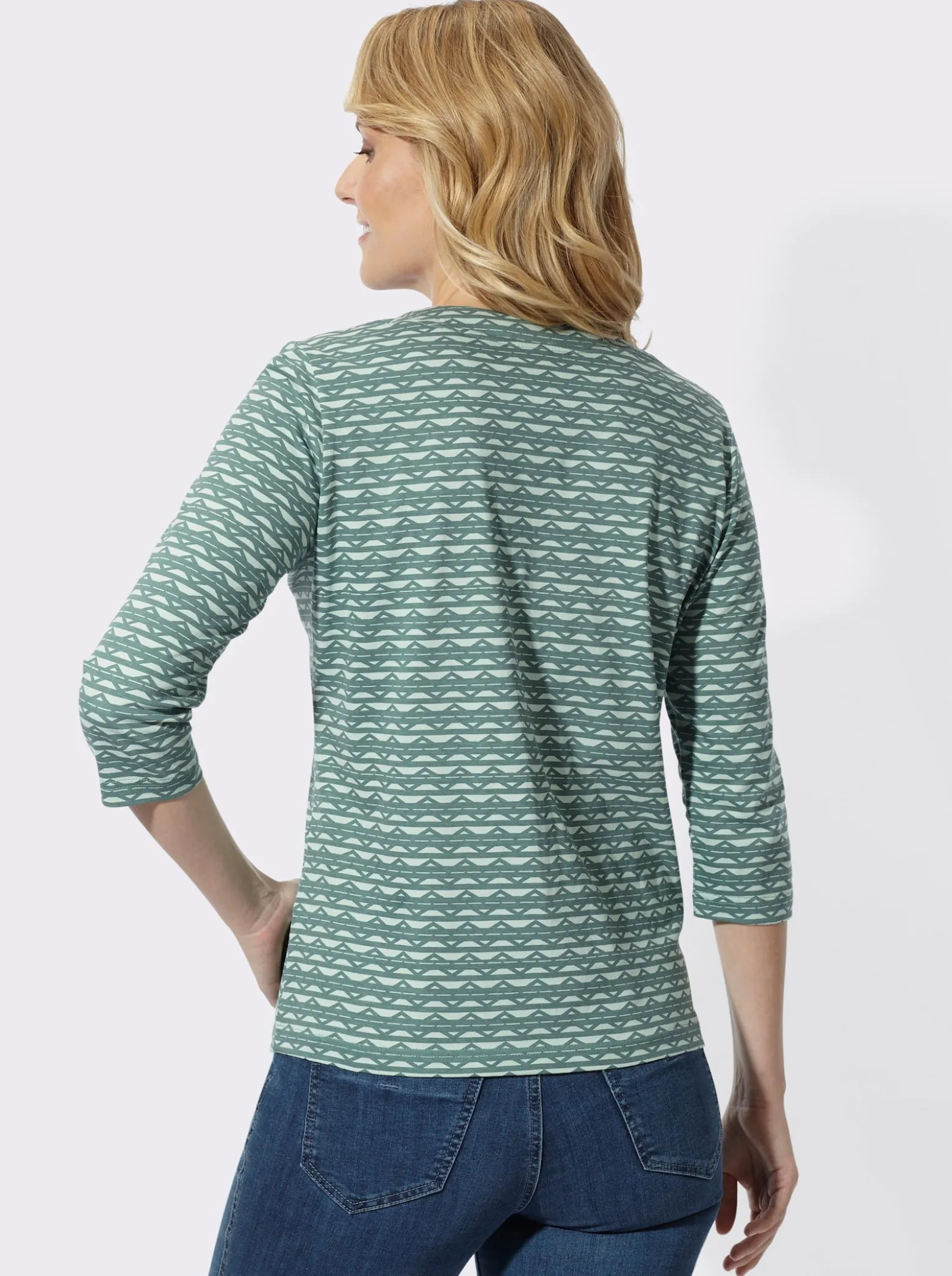 3/4-Arm-Shirt mit Zickzack-Muster