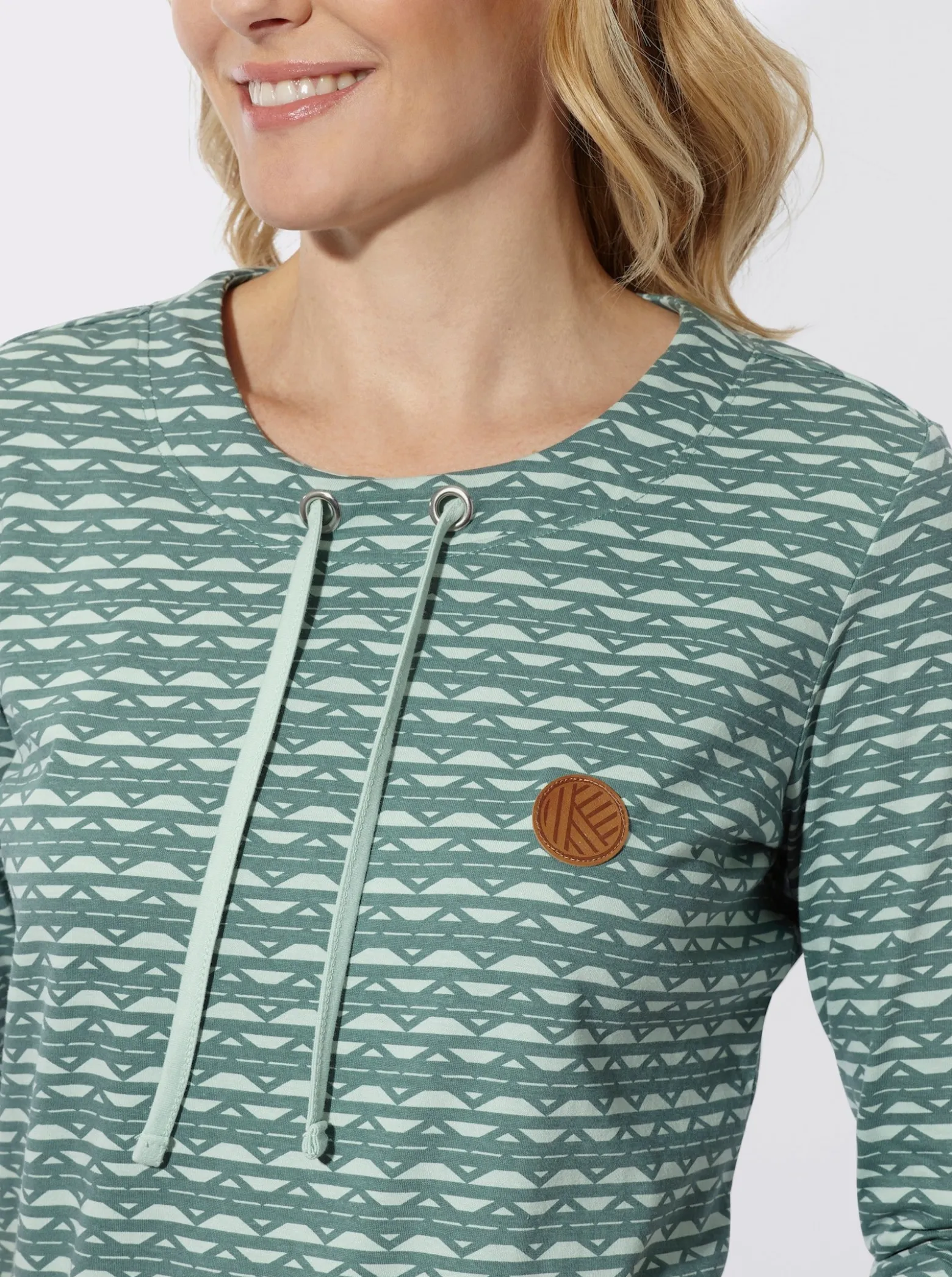 3/4-Arm-Shirt mit Zickzack-Muster