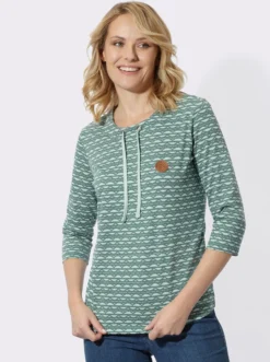 3/4-Arm-Shirt mit Zickzack-Muster