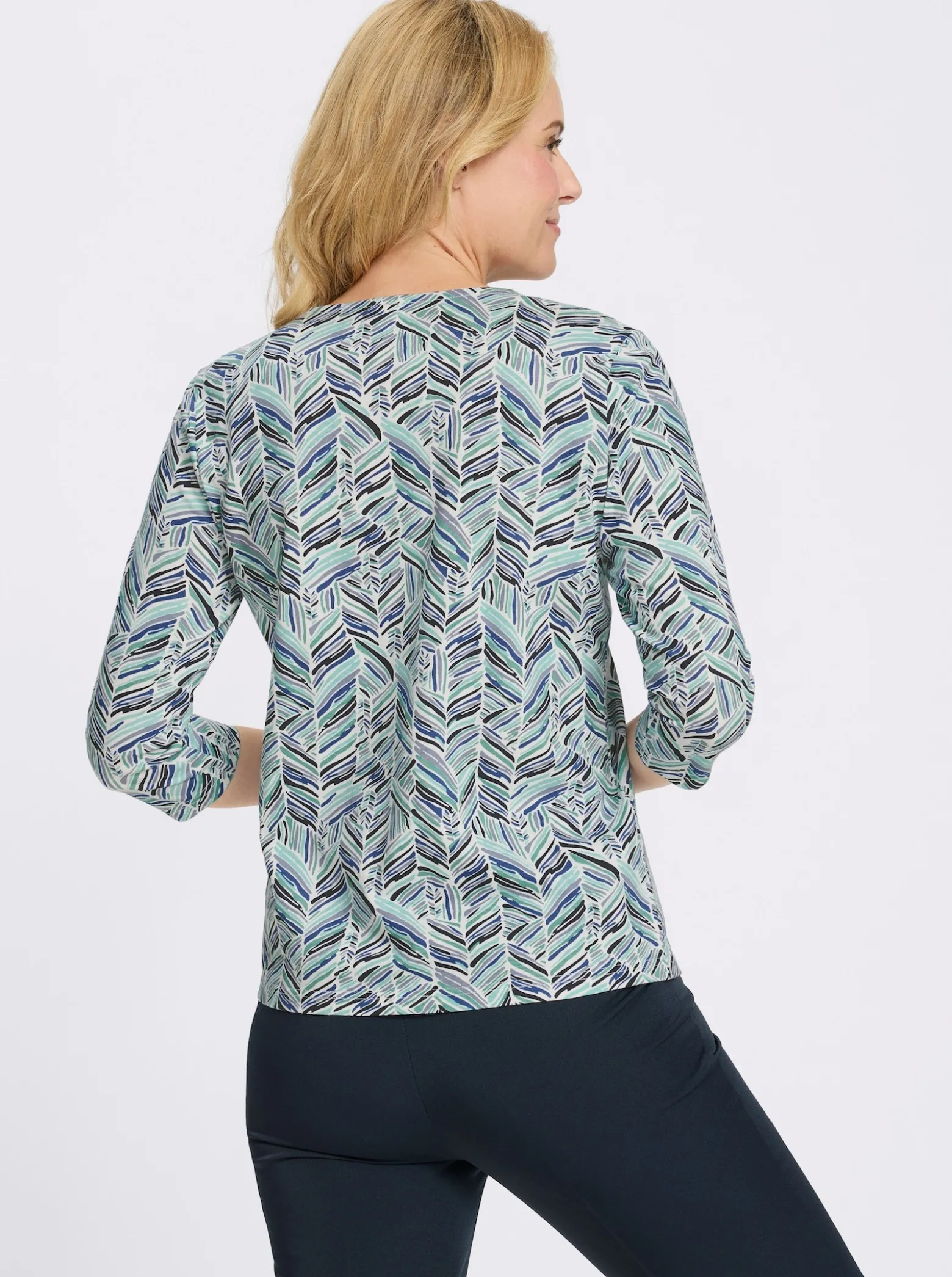 3/4-Arm-Shirt mit Zickzack-Muster