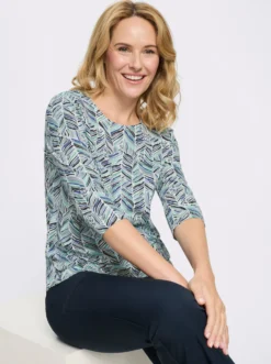 3/4-Arm-Shirt mit Zickzack-Muster