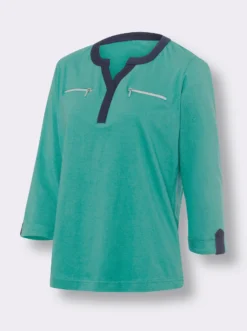 3/4-Arm-Shirt mit Zierreißverschlüssen