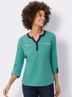 3/4-Arm-Shirt mit Zierreißverschlüssen