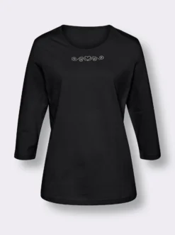 3/4-Arm-Shirt mit Ziersteinchen