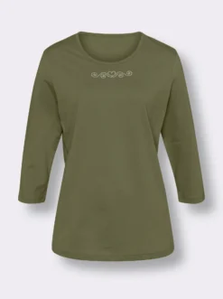 3/4-Arm-Shirt mit Ziersteinchen