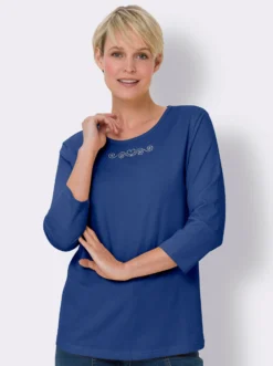 3/4-Arm-Shirt mit Ziersteinchen
