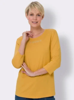 3/4-Arm-Shirt mit Ziersteinchen