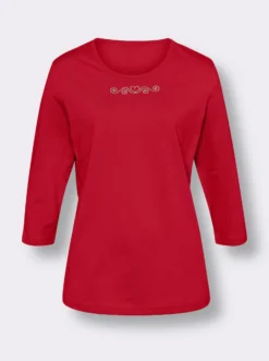 3/4-Arm-Shirt mit Ziersteinchen