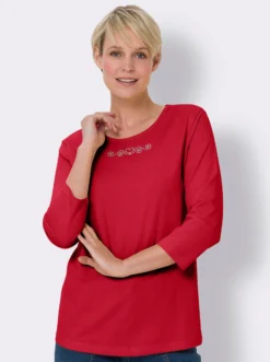 3/4-Arm-Shirt mit Ziersteinchen