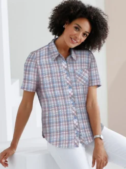 Baumwollbluse aus Seersucker