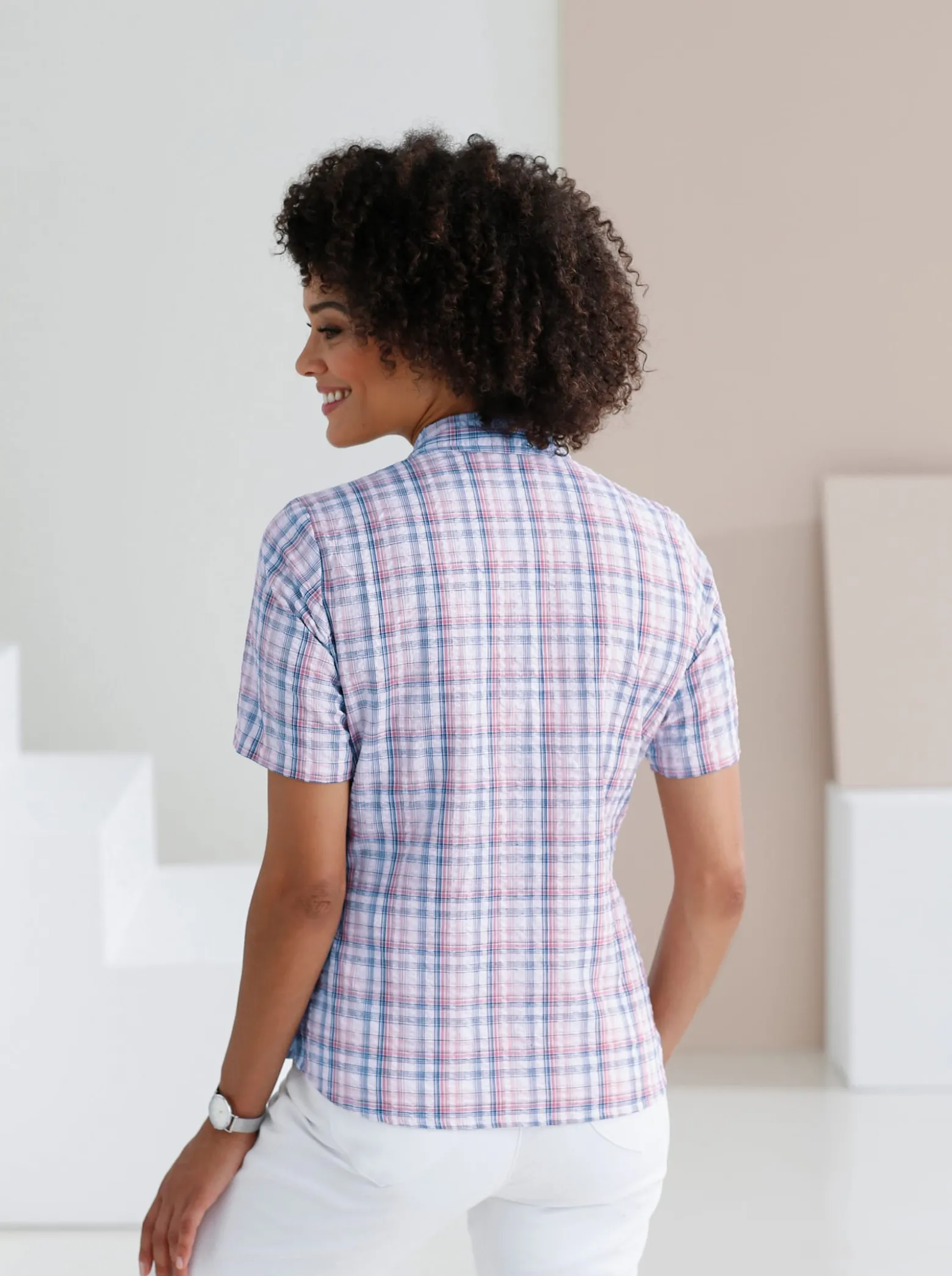 Baumwollbluse aus Seersucker