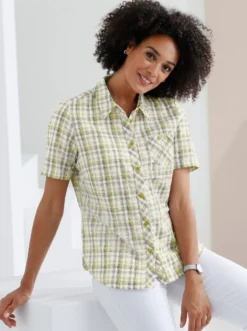 Baumwollbluse aus Seersucker