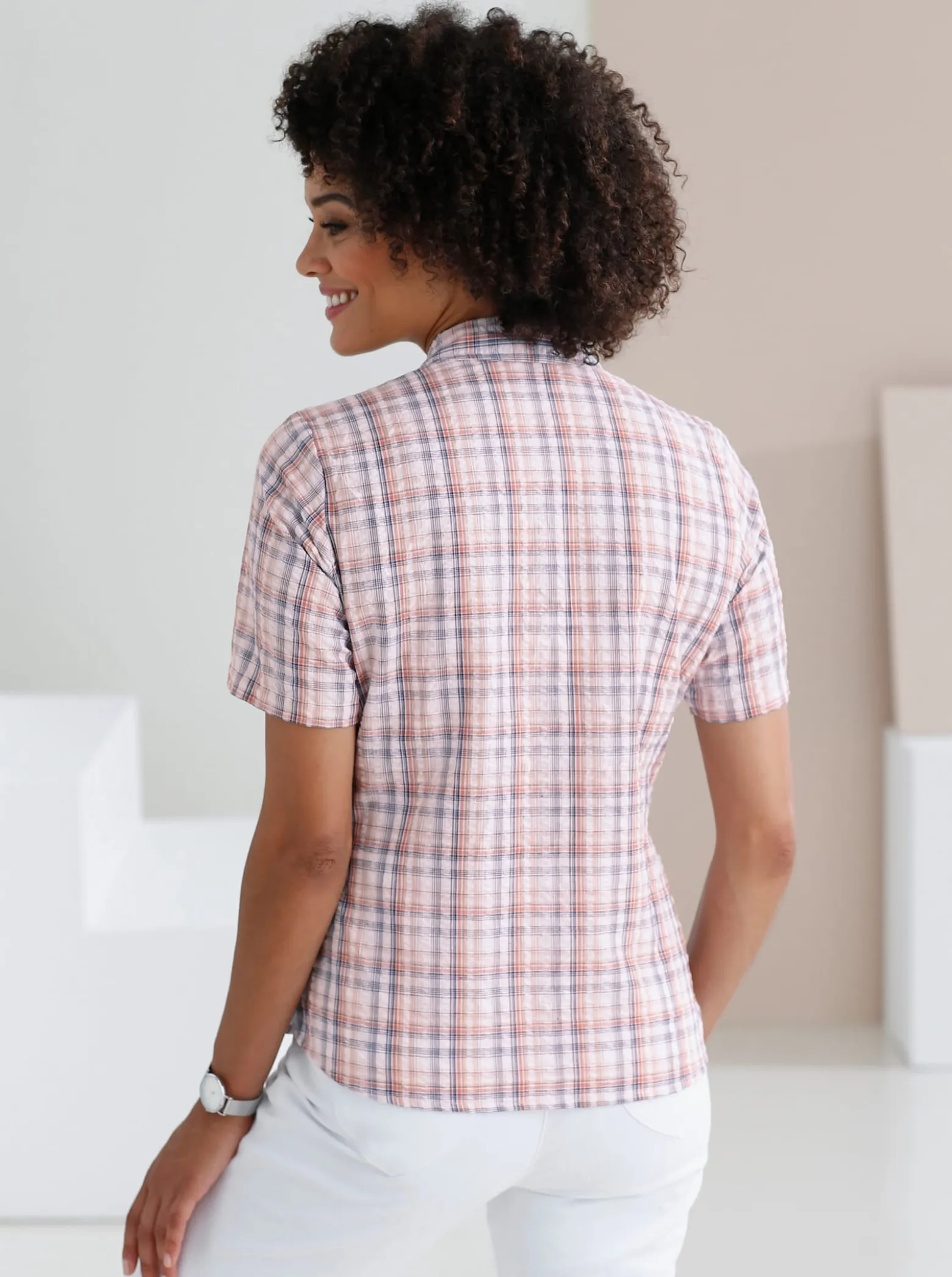Baumwollbluse aus Seersucker