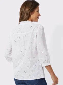 Baumwollbluse mit Lochstickerei